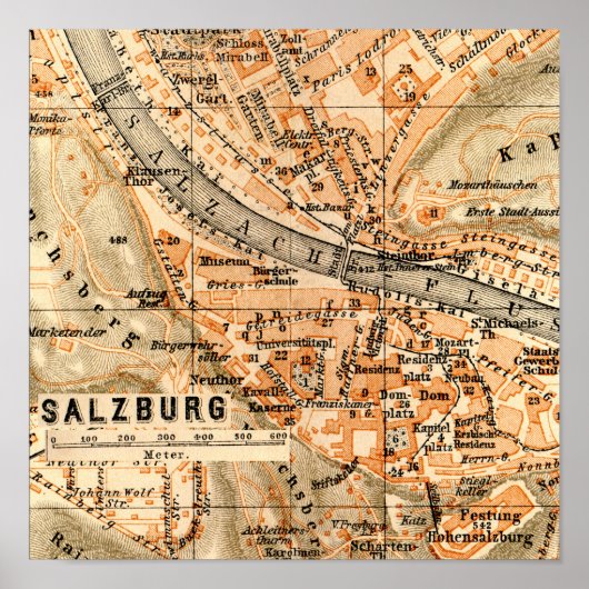 Salzbourg, Autriche Poster de la carte Vintage (Devant)