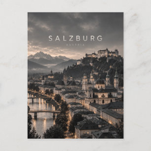Salzburg Cinematic Monochrome Stads Kunst Briefkaart