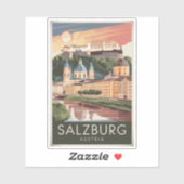 Salzburg Oostenrijk Illustratie Reizen Art Vintage Sticker (Vel)