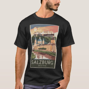 Salzburg Oostenrijk Illustratie Reizen Art Vintage T-shirt