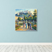 Salzburg Oostenrijk Kasteeltuin Uitgerekte Canvas Afdruk (Insitu (Houten vloer))