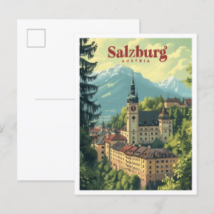 Salzburg Oostenrijk Kunst Reizen Illustratie Briefkaart