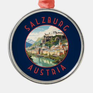 Salzburg Oostenrijk Retro Noodlijdende Cirkel Metalen Ornament