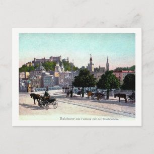 Salzburg, Oostenrijk, Staatsbrücke, Vintage 1910 Briefkaart