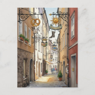 Salzburg Oostenrijk Straat Schilderen Briefkaart