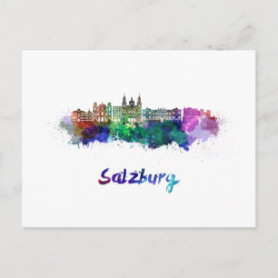 Salzburg skyline in waterverf briefkaart