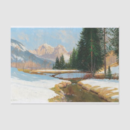 Salzburger Alps-Uitzicht, winterontkoppeling Tissuepapier (Voorkant)