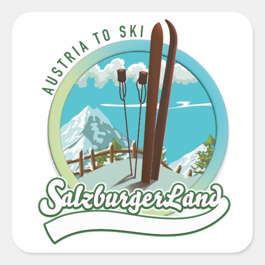 Salzburgerland Austrian Ski Vierkante Sticker (Voorkant)