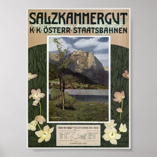 Salzkammergut Autriche Poster vintage 1910 (Devant)