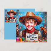 SAM ~ Carte d'anniversaire ~ Cowboy ~ Carte d'appa (Devant / Derrière)