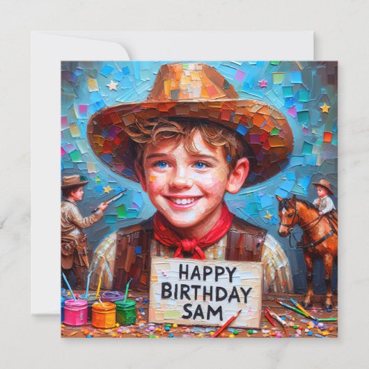 SAM ~ Carte d'anniversaire ~ Cowboy ~ Carte d'appa (Devant)