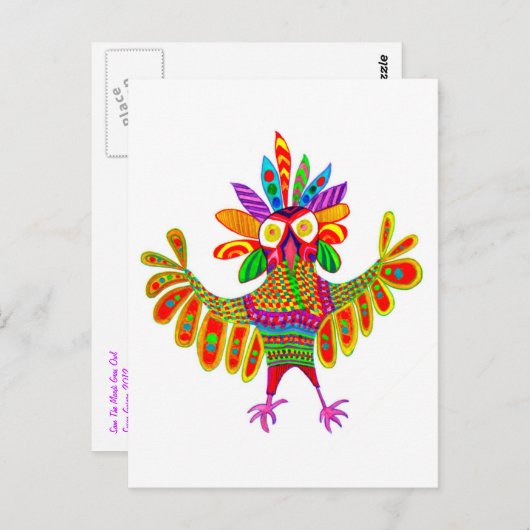 Sam la carte postale Mardi Gras Owl (Devant / Derrière)