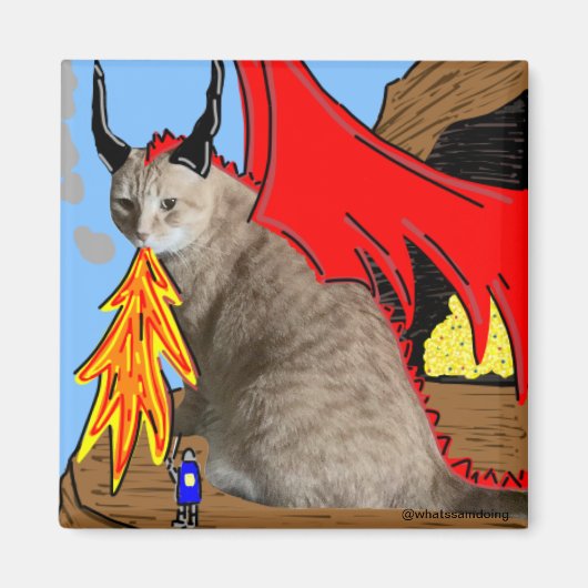 Sam Le Cat Dragon Magnet Magneet (Voorkant)