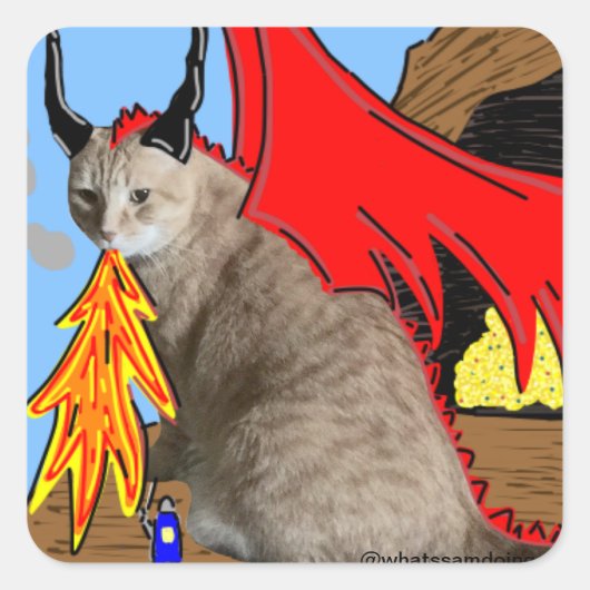 Sam Le Cat Dragon Sticker (Voorkant)
