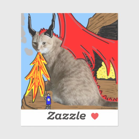 Sam Le Cat Dragon Vinyl Sticker (Vel)