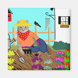 Sam Le Cat Gardening Magnet Magneet