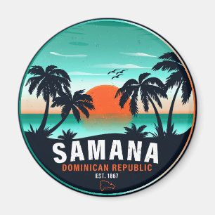 Samaná Beach Dominicaanse Retro Sunset Souvenir 60 Magneet
