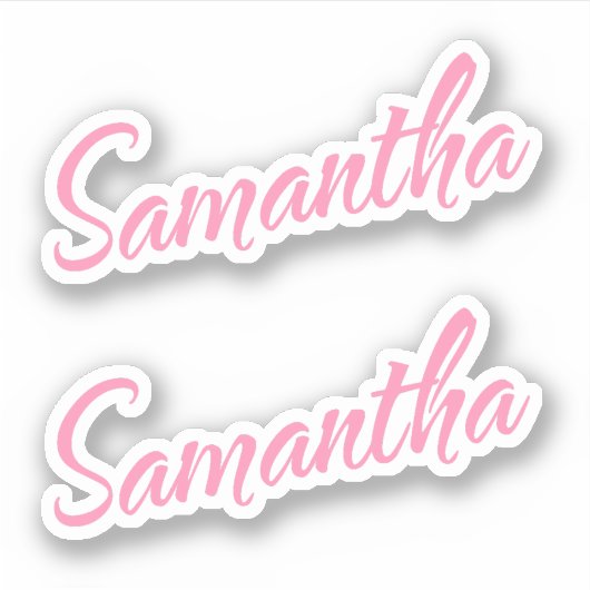 Samantha Decoratieve Naam in Roze x2 Sticker (Voorkant)