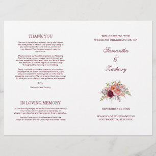 Samantha Elegant Bourgogne Programme de mariage pl