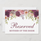 Samantha Rustic Burgundy Reserved Wedding Sign (Voorkant)