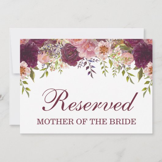 Samantha Rustic Burgundy Reserved Wedding Sign (Achterkant)
