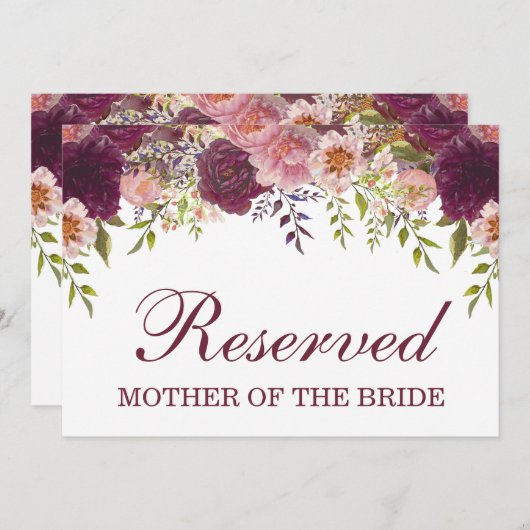 Samantha Rustic Burgundy Reserved Wedding Sign (Voorkant / Achterkant)