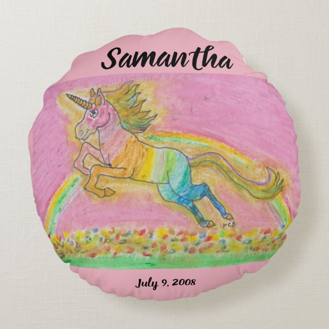 Samantha Unicorn Round Pillow Rond Kussen (Achterkant)