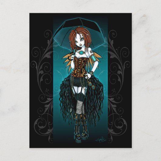 "Samara" Steampunk Cyber Fairy Briefkaart (Voorkant)