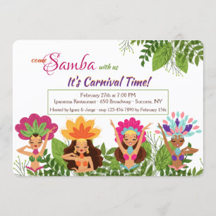 Samba Dancers Carnival Invitation Kaart