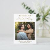 Same Love Downsize bruiloft Eenvoudige Elegante Fo Briefkaart (Staand voorkant)