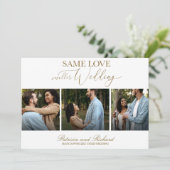 Same Love Downsize Wedding 3 Foto Eenvoudig Elegan Kaart (Staand voorkant)