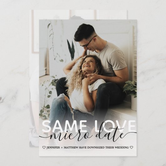 Same Love MICRO Datum Huwelijk Typografie Foto Aankondiging (Voorkant / Achterkant)