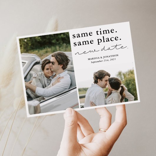 Same Time Same Place New Date Save The Date Card