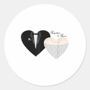 Samen 4 Ooit Novelty Bride & amp; Bruidegom Weddin Ronde Sticker