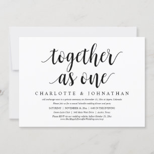 Samen als één bruiloft Elopement Dinner Party Kaart