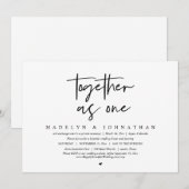 Samen als één bruiloft Elopement Dinner Party Kaart (Voorkant / Achterkant)