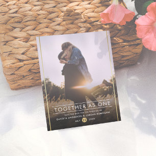 Samen als één   Moderne typografie & goudfoto Aankondigingskaart