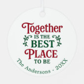 Samen beste plaats citaat typografie Kerstmis Metalen Ornament (Achterkant)