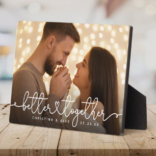 Samen Beter Modern Script Aangepaste Trouwfoto Fotoplaat