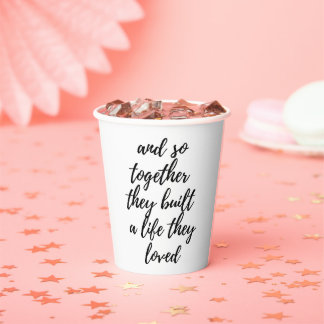 Samen bouwden ze een Life Love Wedding Paper cup Papieren Bekers