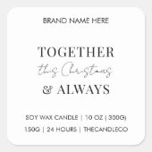 Samen deze kerst & altijd kaars vierkante sticker (Voorkant)