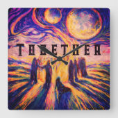 Samen door het vuur Mystical Vierkante Klok (Voorkant)