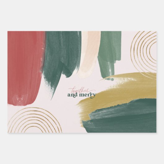 Samen en samen | Abstracte moderne kerst Inpakpapier Vel (Voorkant)
