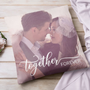 Samen Forever Typography Custom Photo Valentijn Kussen