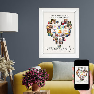 Samen Gepersonaliseerd hart gevormd Foto collage Poster