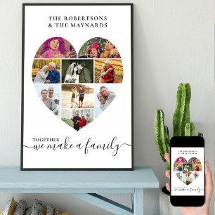 Samen Gepersonaliseerd liefdeshart 9 Fotocollage Poster