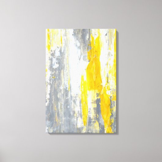 "Samen" Grijze en gele Abstracte kunst Canvas Afdruk (Voorkant)