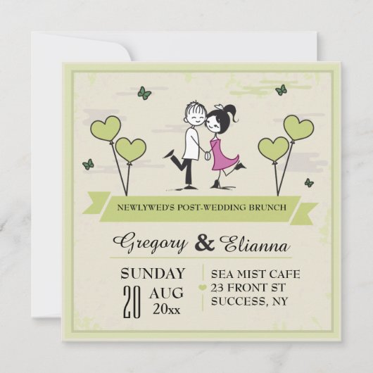 Samen (Groen) Post Wedding Brunch Uitnodiging (Voorkant)