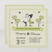 Samen (Groen) Post Wedding Brunch Uitnodiging (Voorkant / Achterkant)