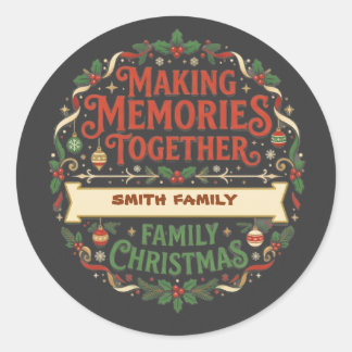 Samen Herinneringen Maken Familie Kerstmis Ronde Sticker